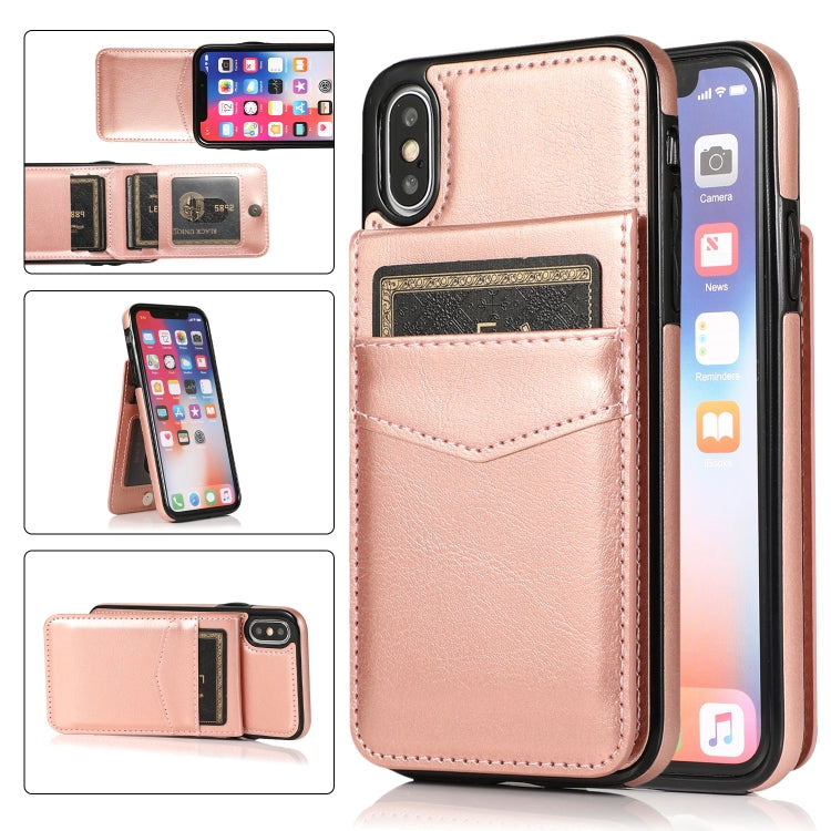 For iPhone X / XS Solid Color PC + TPU Protective Case with Holder & Card Slots