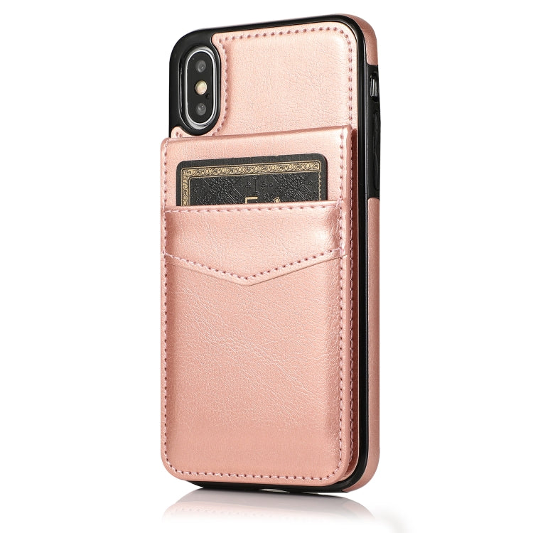 For iPhone X / XS Solid Color PC + TPU Protective Case with Holder & Card Slots