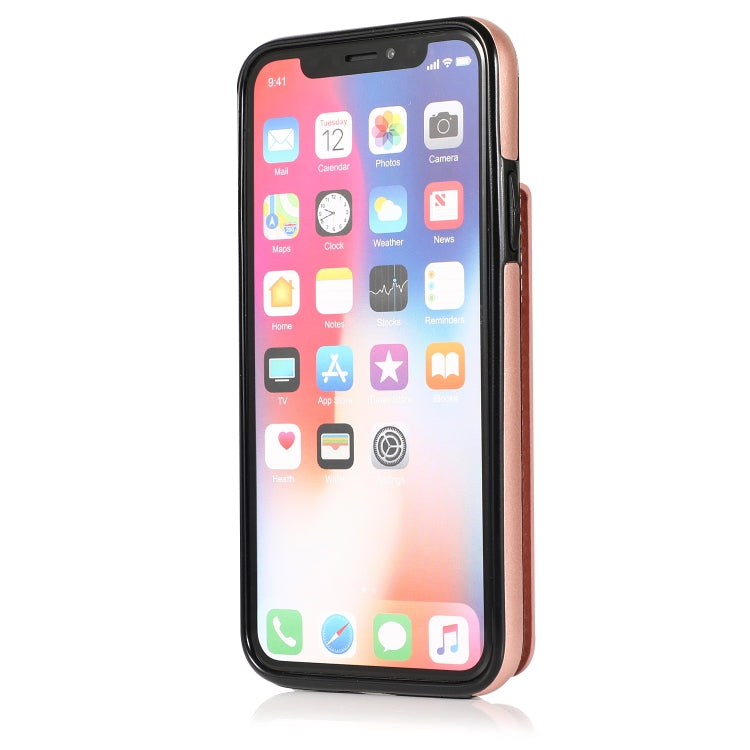 For iPhone X / XS Solid Color PC + TPU Protective Case with Holder & Card Slots