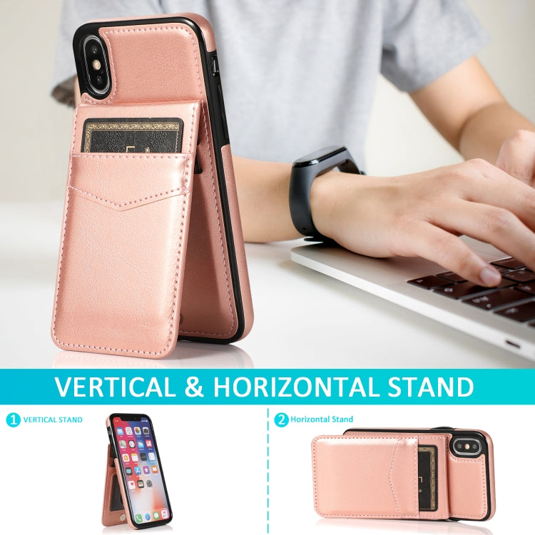 For iPhone X / XS Solid Color PC + TPU Protective Case with Holder & Card Slots