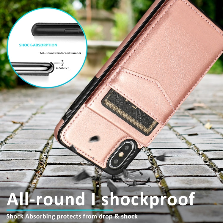 For iPhone X / XS Solid Color PC + TPU Protective Case with Holder & Card Slots