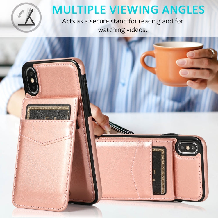 For iPhone X / XS Solid Color PC + TPU Protective Case with Holder & Card Slots