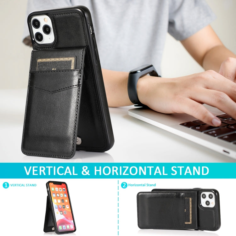 For iPhone 11 Solid Color PC + TPU Protective Case with Holder & Card Slots