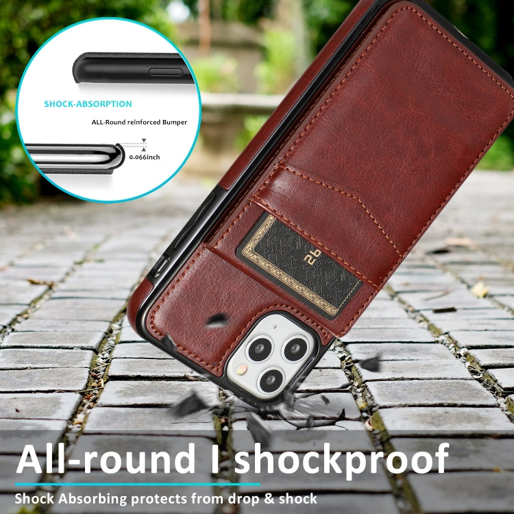 For iPhone 11 Solid Color PC + TPU Protective Case with Holder & Card Slots