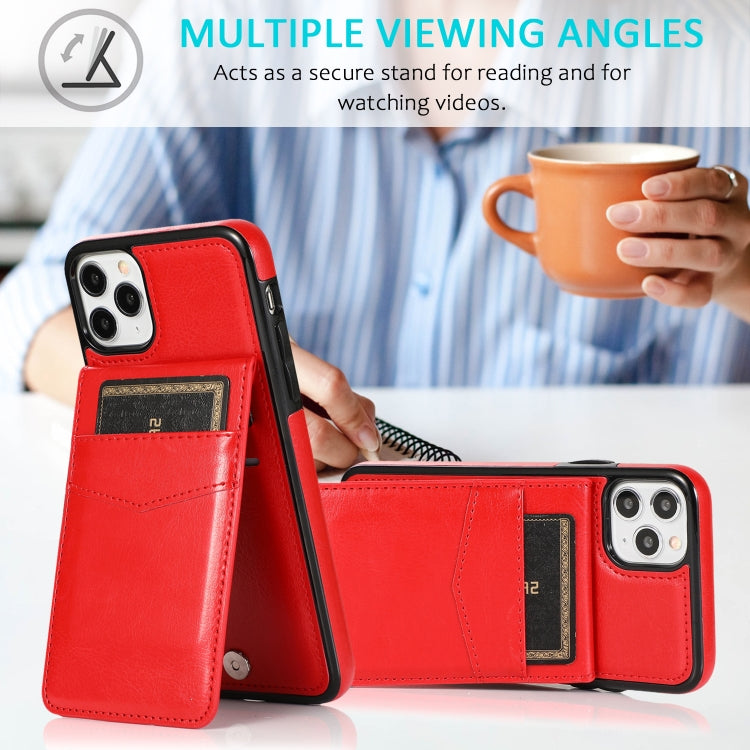 For iPhone 11 Solid Color PC + TPU Protective Case with Holder & Card Slots