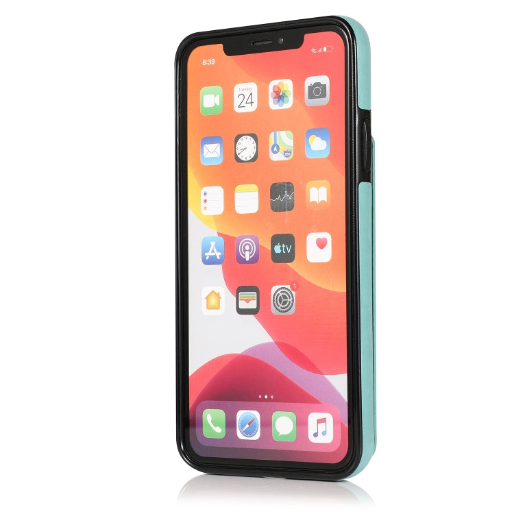 For iPhone 11 Solid Color PC + TPU Protective Case with Holder & Card Slots