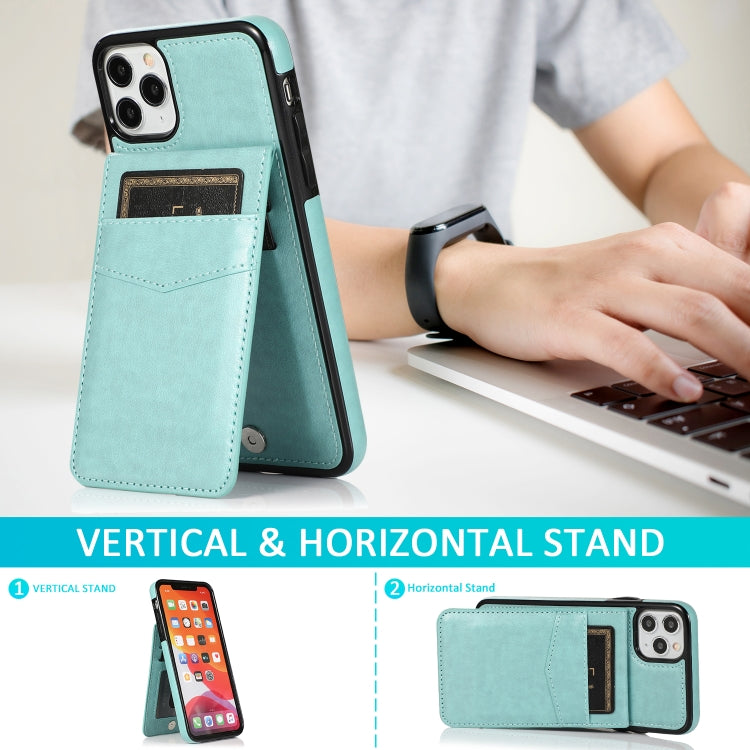For iPhone 11 Solid Color PC + TPU Protective Case with Holder & Card Slots