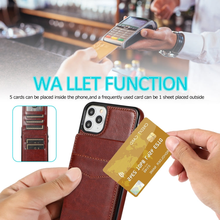 For iPhone 11 Pro Solid Color PC + TPU Protective Case with Holder & Card Slots