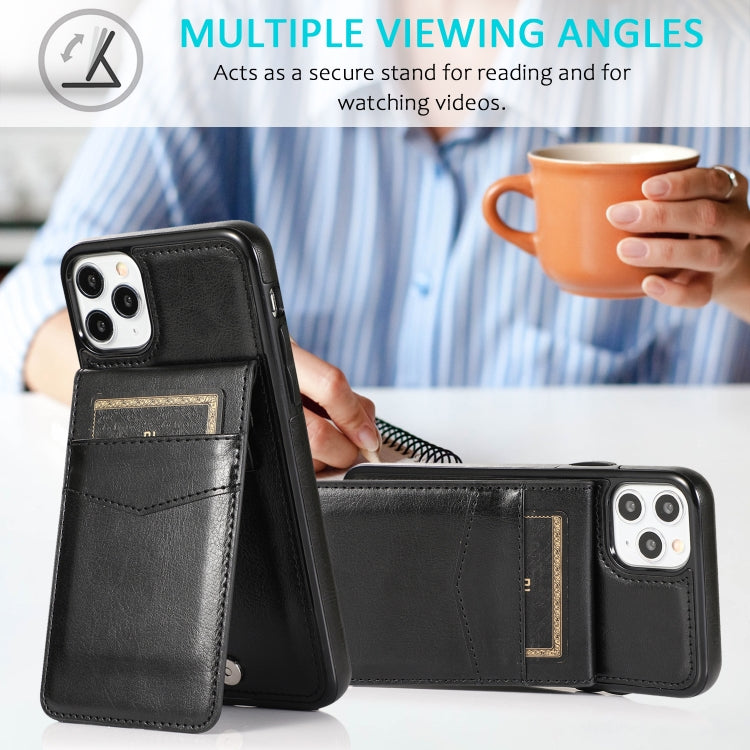 For iPhone 11 Pro Max Solid Color PC + TPU Protective Case with Holder & Card Slots