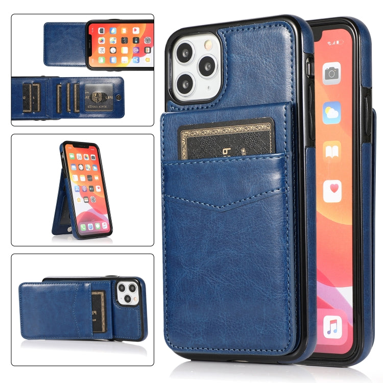 For iPhone 11 Pro Max Solid Color PC + TPU Protective Case with Holder & Card Slots