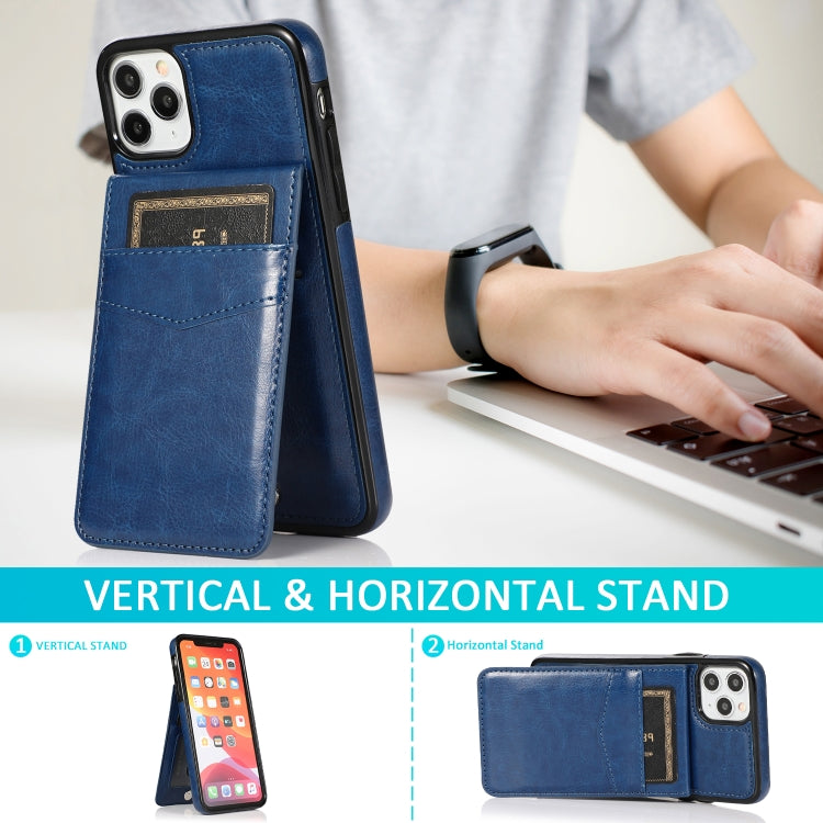 For iPhone 11 Pro Max Solid Color PC + TPU Protective Case with Holder & Card Slots