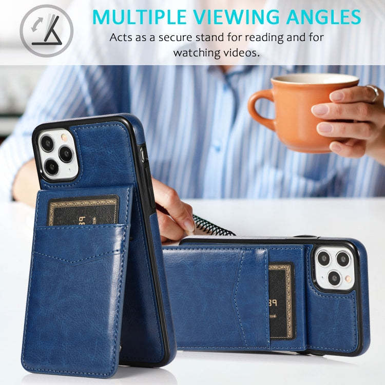 For iPhone 11 Pro Max Solid Color PC + TPU Protective Case with Holder & Card Slots