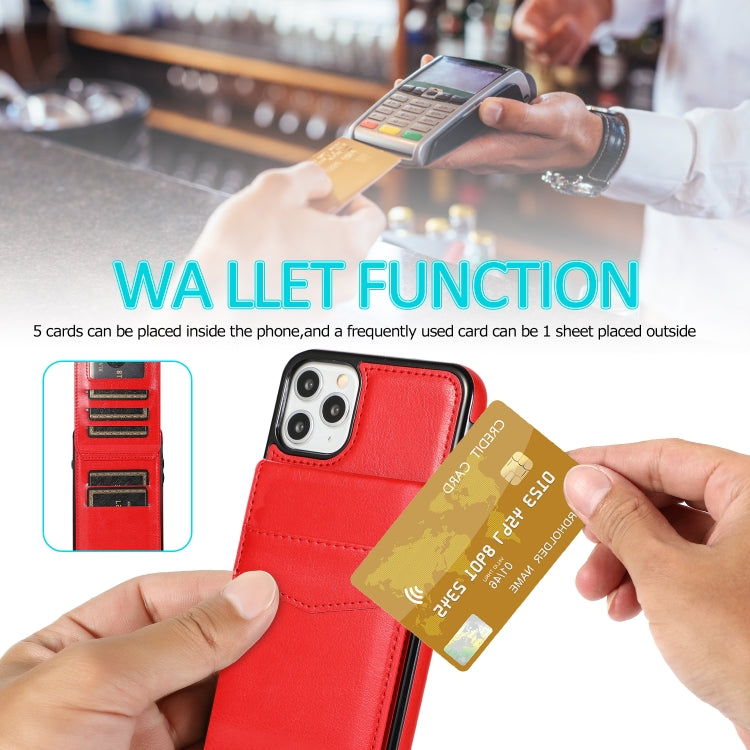 For iPhone 11 Pro Max Solid Color PC + TPU Protective Case with Holder & Card Slots