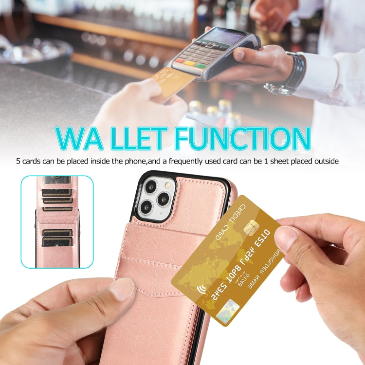 For iPhone 11 Pro Max Solid Color PC + TPU Protective Case with Holder & Card Slots
