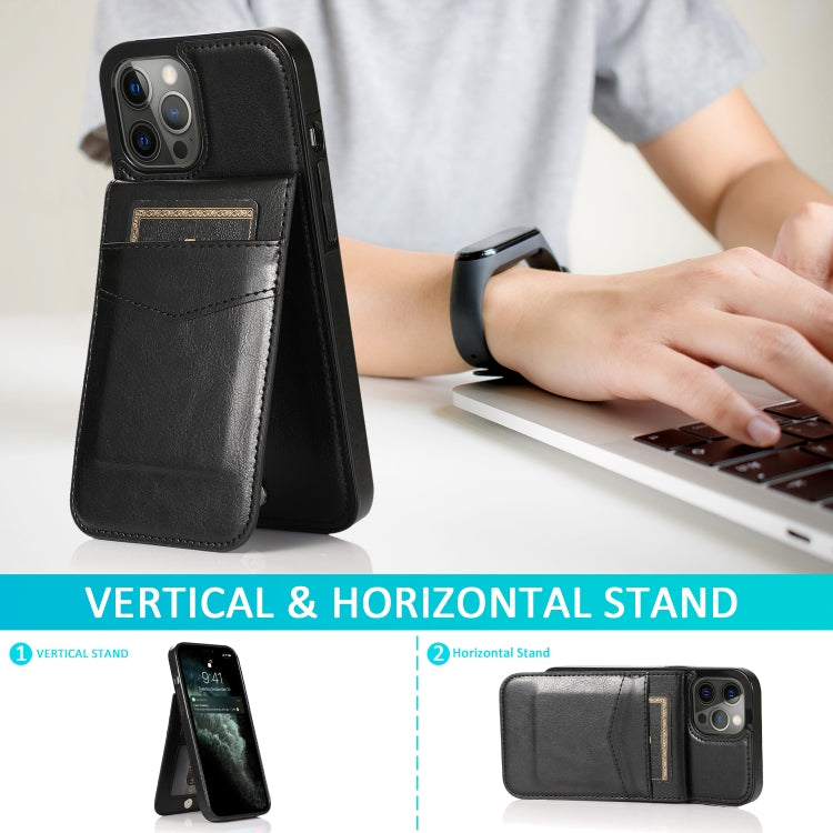For iPhone 12 / 12 Pro Solid Color PC + TPU Protective Case with Holder & Card Slots