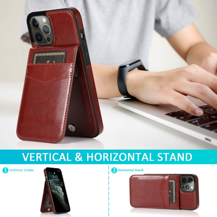 For iPhone 12 / 12 Pro Solid Color PC + TPU Protective Case with Holder & Card Slots
