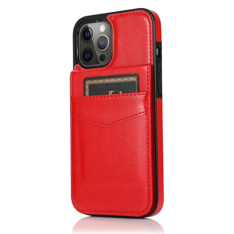 For iPhone 12 / 12 Pro Solid Color PC + TPU Protective Case with Holder & Card Slots