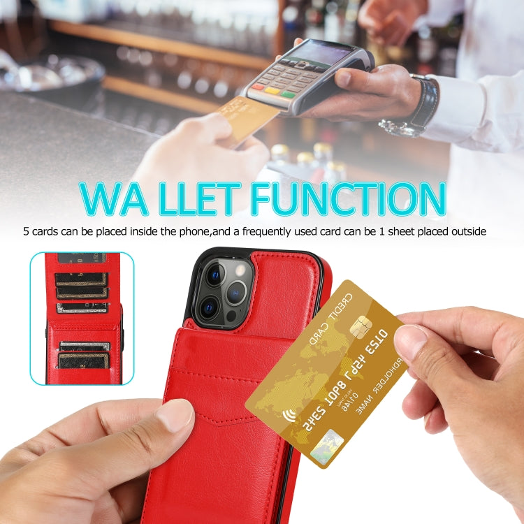 For iPhone 12 / 12 Pro Solid Color PC + TPU Protective Case with Holder & Card Slots