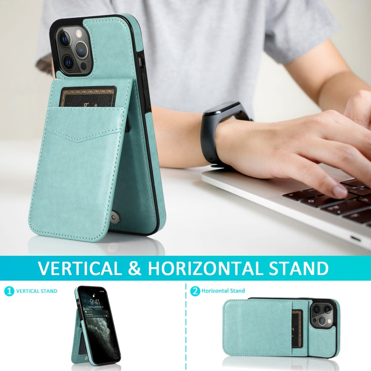 For iPhone 12 / 12 Pro Solid Color PC + TPU Protective Case with Holder & Card Slots