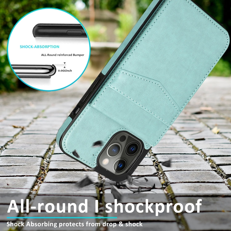 For iPhone 12 / 12 Pro Solid Color PC + TPU Protective Case with Holder & Card Slots