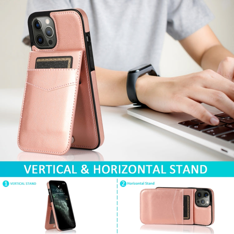 For iPhone 12 / 12 Pro Solid Color PC + TPU Protective Case with Holder & Card Slots