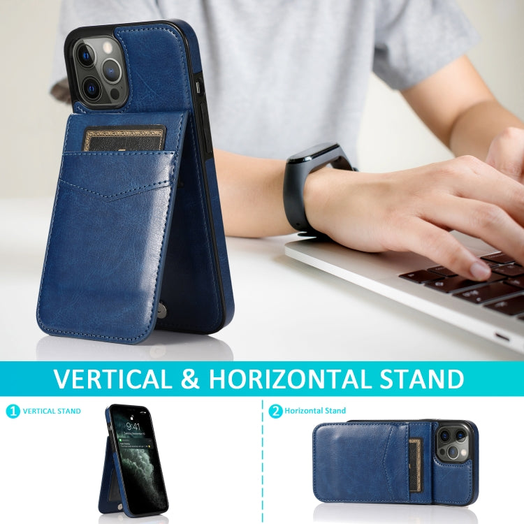 For iPhone 12 Pro Max Solid Color PC + TPU Protective Case with Holder & Card Slots