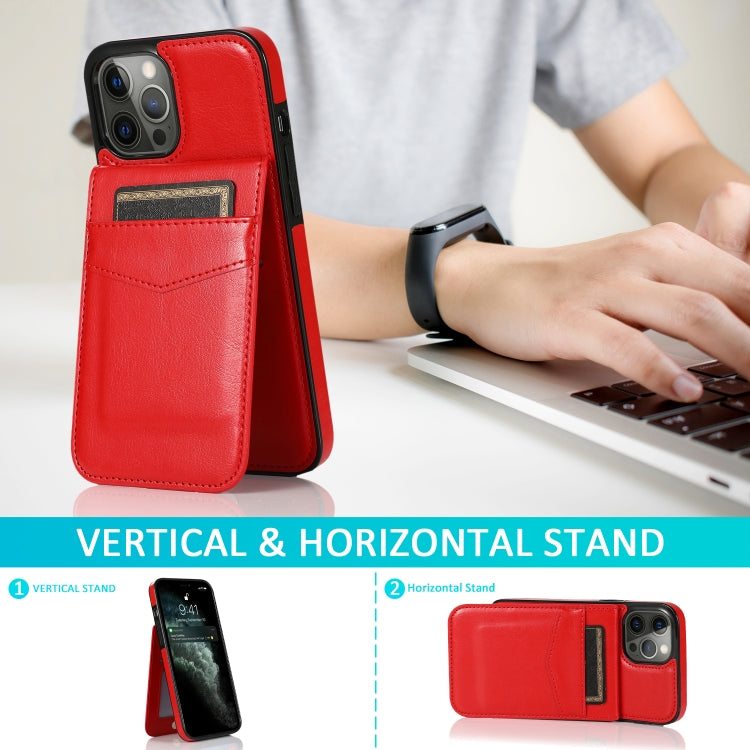 For iPhone 12 Pro Max Solid Color PC + TPU Protective Case with Holder & Card Slots