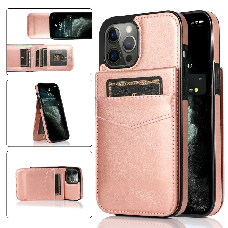 For iPhone 12 Pro Max Solid Color PC + TPU Protective Case with Holder & Card Slots