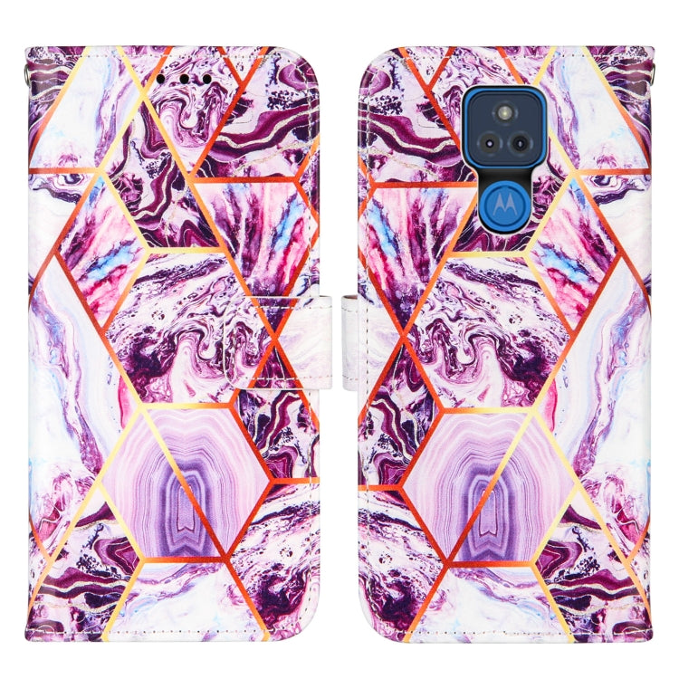 For Motorola Moto G Play (2021) Marble Stitching Horizontal Flip PU Leather Case with Holder & Card Slots & Wallet & Lanyard