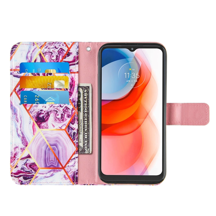 For Motorola Moto G Play (2021) Marble Stitching Horizontal Flip PU Leather Case with Holder & Card Slots & Wallet & Lanyard