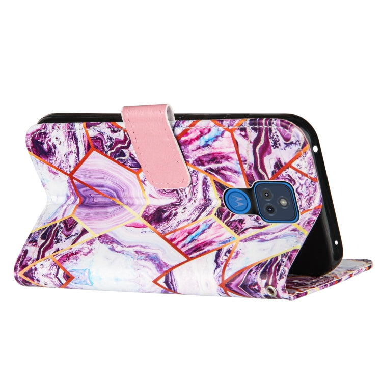 For Motorola Moto G Play (2021) Marble Stitching Horizontal Flip PU Leather Case with Holder & Card Slots & Wallet & Lanyard