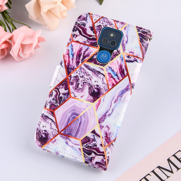 For Motorola Moto G Play (2021) Marble Stitching Horizontal Flip PU Leather Case with Holder & Card Slots & Wallet & Lanyard