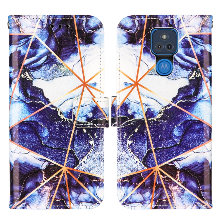 For Motorola Moto G Play (2021) Marble Stitching Horizontal Flip PU Leather Case with Holder & Card Slots & Wallet & Lanyard