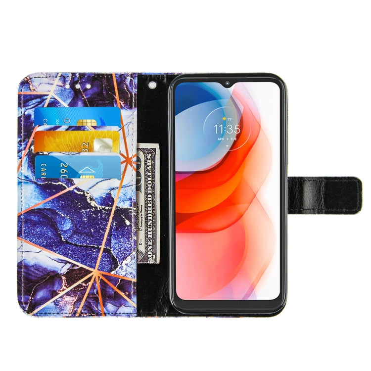 For Motorola Moto G Play (2021) Marble Stitching Horizontal Flip PU Leather Case with Holder & Card Slots & Wallet & Lanyard