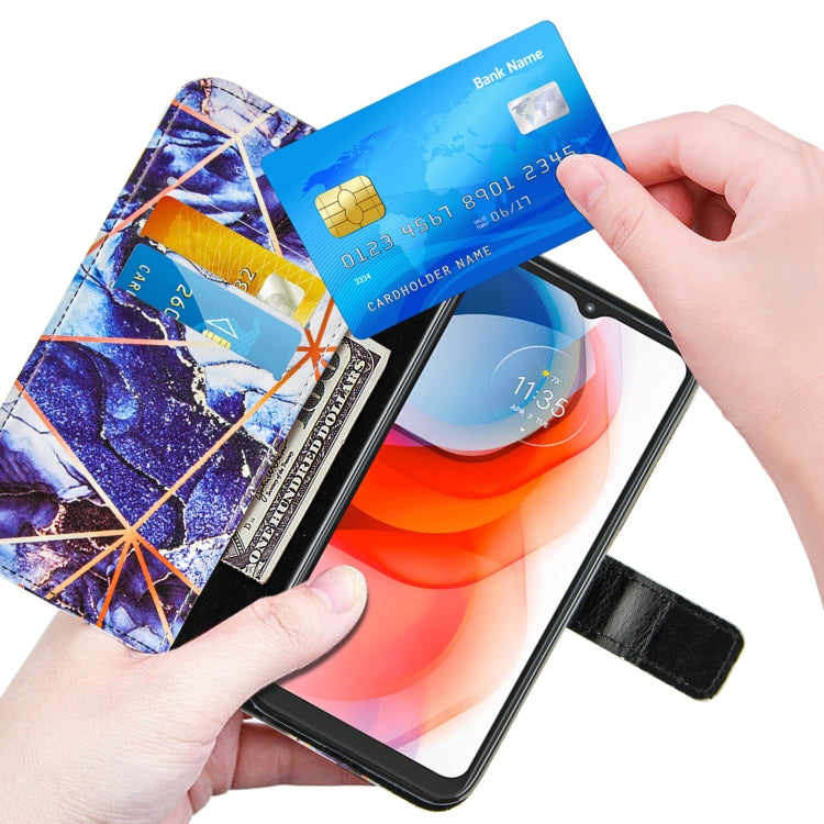For Motorola Moto G Play (2021) Marble Stitching Horizontal Flip PU Leather Case with Holder & Card Slots & Wallet & Lanyard