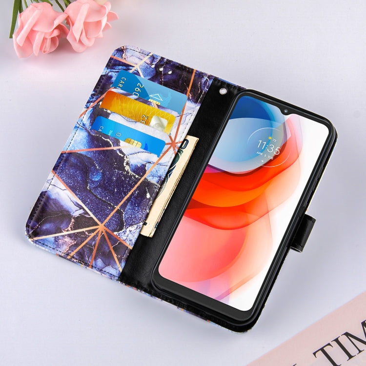 For Motorola Moto G Play (2021) Marble Stitching Horizontal Flip PU Leather Case with Holder & Card Slots & Wallet & Lanyard