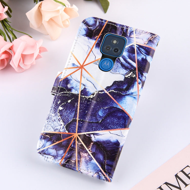For Motorola Moto G Play (2021) Marble Stitching Horizontal Flip PU Leather Case with Holder & Card Slots & Wallet & Lanyard