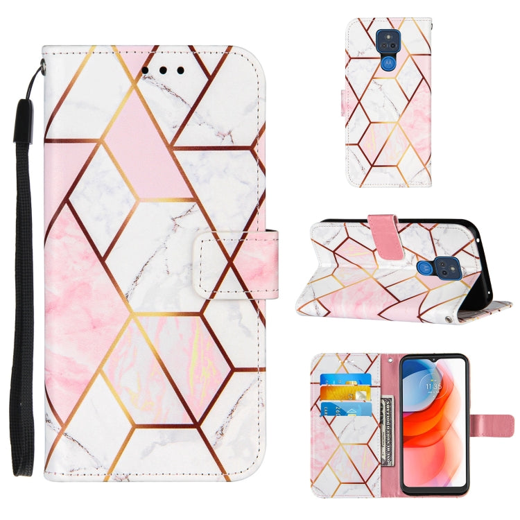 For Motorola Moto G Play (2021) Marble Stitching Horizontal Flip PU Leather Case with Holder & Card Slots & Wallet & Lanyard
