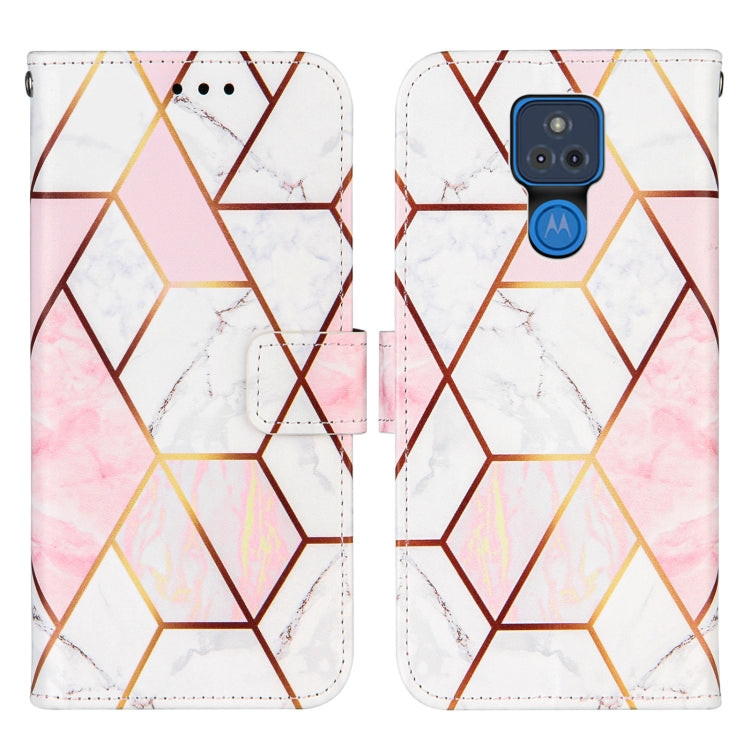 For Motorola Moto G Play (2021) Marble Stitching Horizontal Flip PU Leather Case with Holder & Card Slots & Wallet & Lanyard