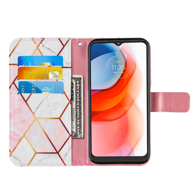 For Motorola Moto G Play (2021) Marble Stitching Horizontal Flip PU Leather Case with Holder & Card Slots & Wallet & Lanyard