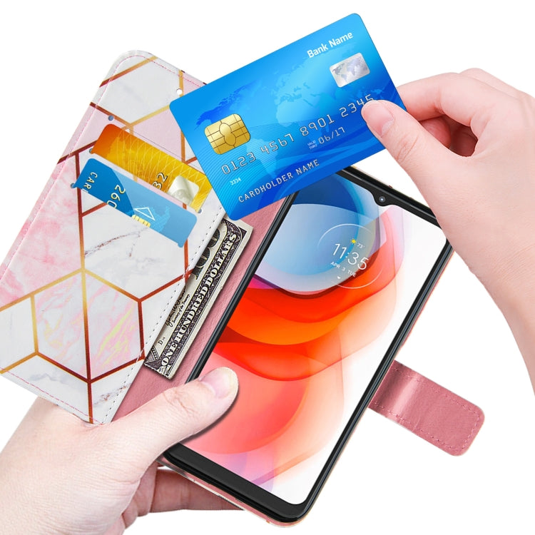 For Motorola Moto G Play (2021) Marble Stitching Horizontal Flip PU Leather Case with Holder & Card Slots & Wallet & Lanyard