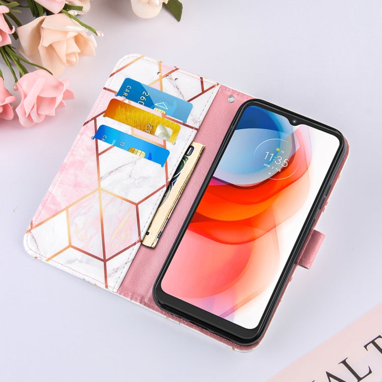For Motorola Moto G Play (2021) Marble Stitching Horizontal Flip PU Leather Case with Holder & Card Slots & Wallet & Lanyard