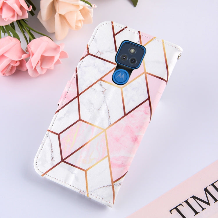 For Motorola Moto G Play (2021) Marble Stitching Horizontal Flip PU Leather Case with Holder & Card Slots & Wallet & Lanyard