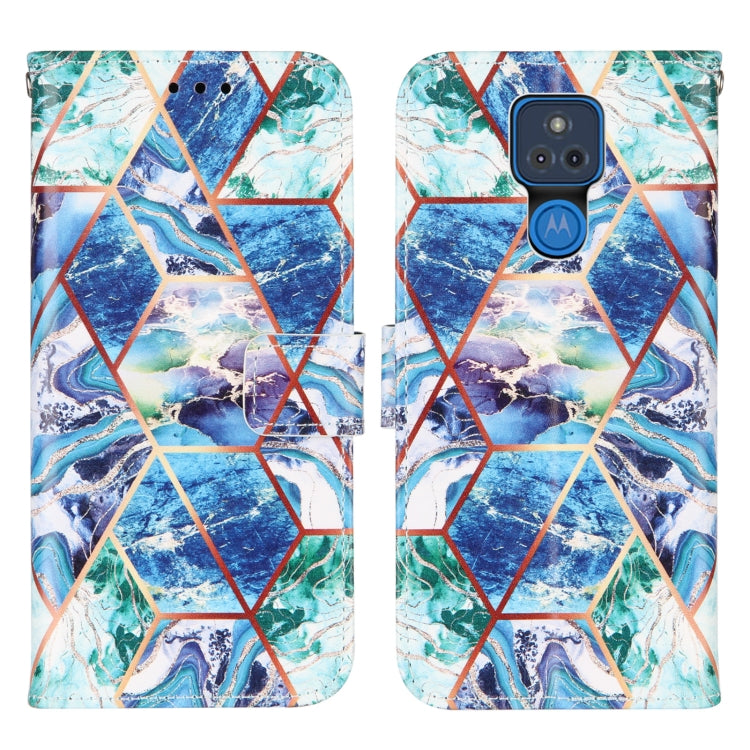 For Motorola Moto G Play (2021) Marble Stitching Horizontal Flip PU Leather Case with Holder & Card Slots & Wallet & Lanyard