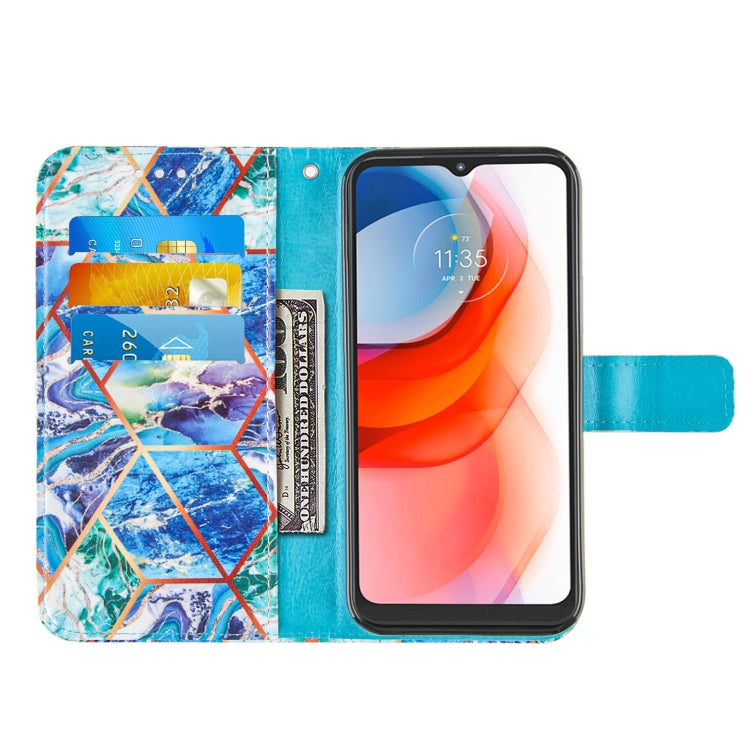 For Motorola Moto G Play (2021) Marble Stitching Horizontal Flip PU Leather Case with Holder & Card Slots & Wallet & Lanyard