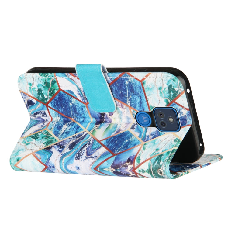 For Motorola Moto G Play (2021) Marble Stitching Horizontal Flip PU Leather Case with Holder & Card Slots & Wallet & Lanyard
