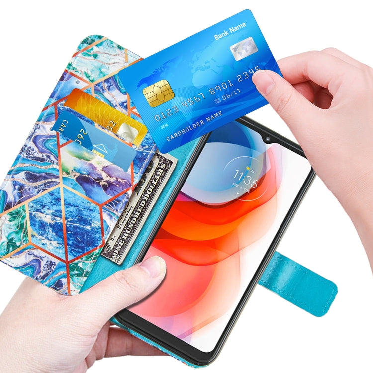 For Motorola Moto G Play (2021) Marble Stitching Horizontal Flip PU Leather Case with Holder & Card Slots & Wallet & Lanyard
