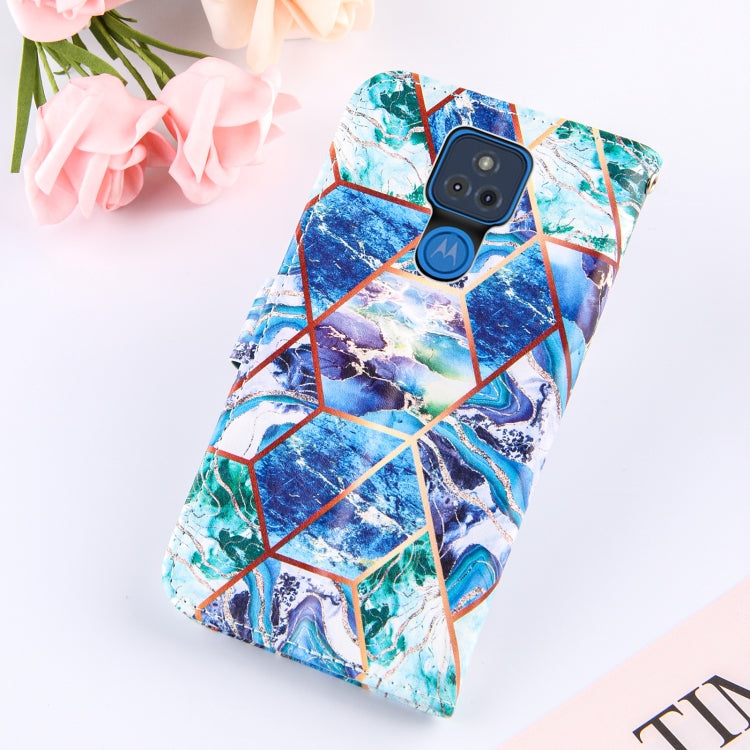 For Motorola Moto G Play (2021) Marble Stitching Horizontal Flip PU Leather Case with Holder & Card Slots & Wallet & Lanyard