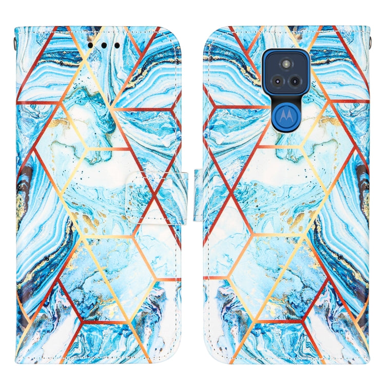 For Motorola Moto G Play (2021) Marble Stitching Horizontal Flip PU Leather Case with Holder & Card Slots & Wallet & Lanyard