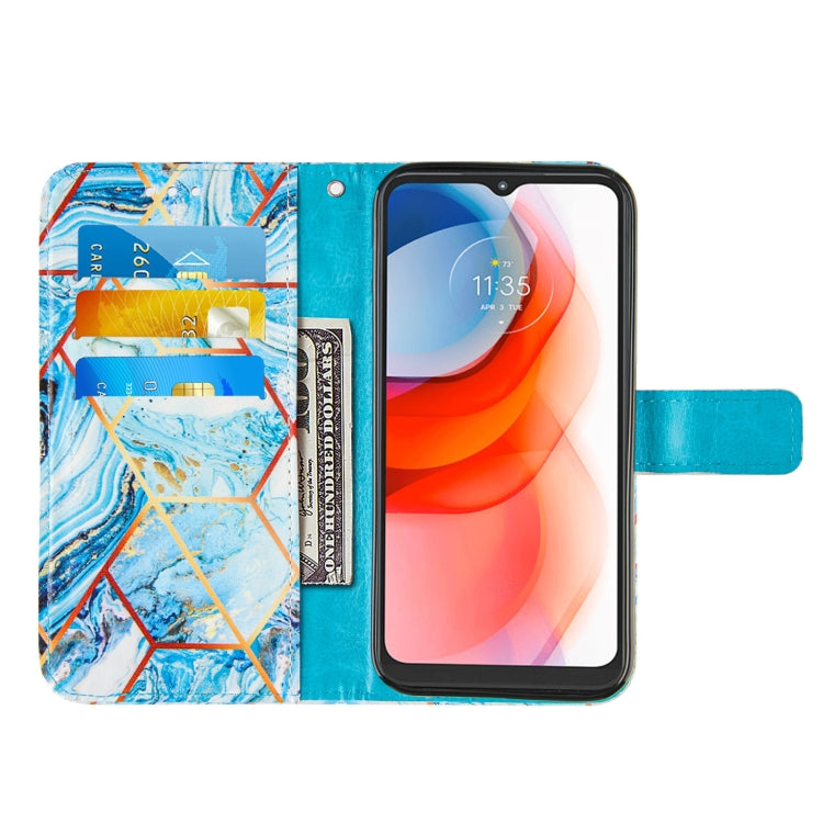 For Motorola Moto G Play (2021) Marble Stitching Horizontal Flip PU Leather Case with Holder & Card Slots & Wallet & Lanyard